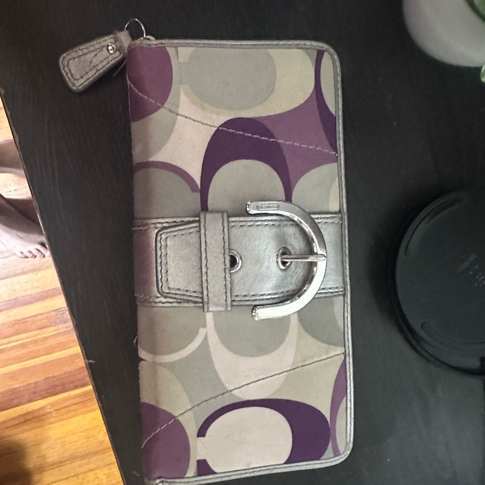 Coach Purple and Gray Key & Card Holder
